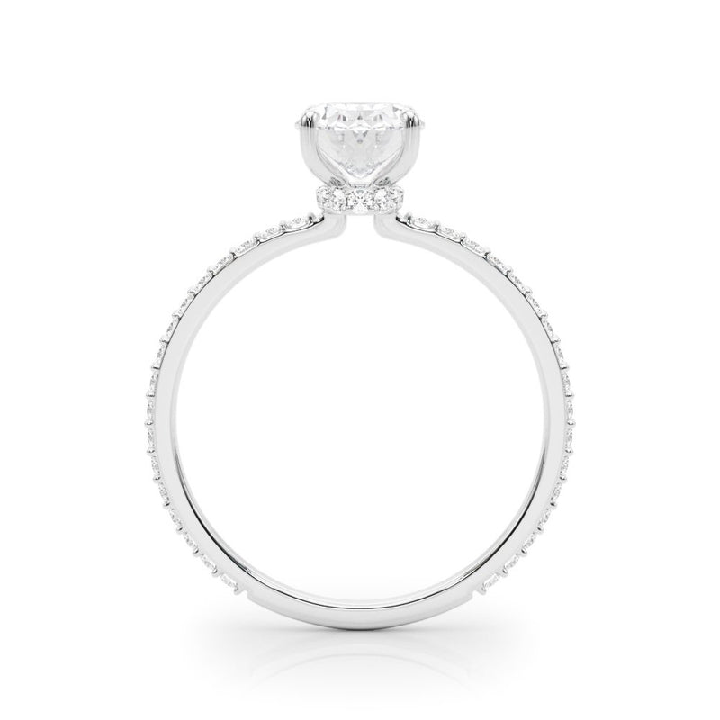 Felicia Oval Hidden Halo Single Row Engagement Ring