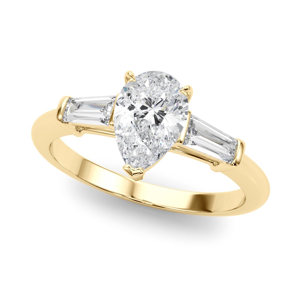 Salma Pear Three Stone Engagement Ring In 14k White Gold