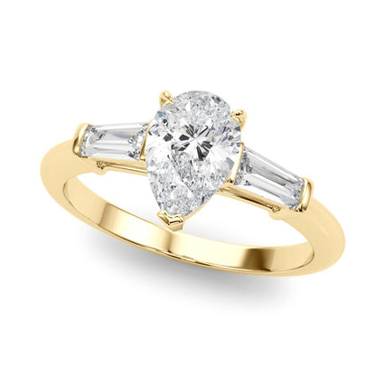 Salma Pear Three Stone Engagement Ring In 14k White Gold