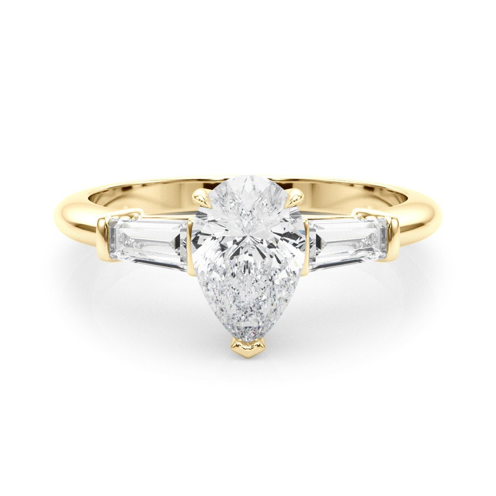 Salma Pear Three Stone Engagement Ring In 14k White Gold