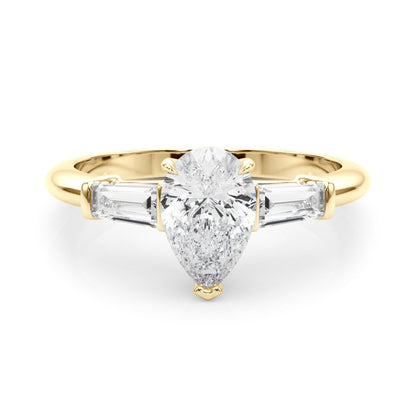 Salma Pear Three Stone Engagement Ring In 14k White Gold