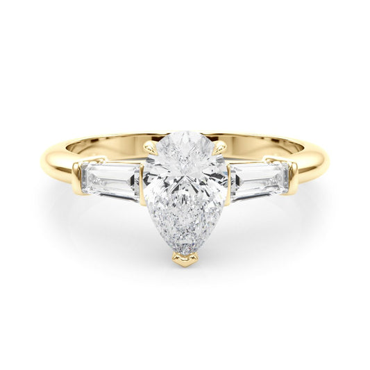 Salma Pear Three Stone Engagement Ring In 14k White Gold