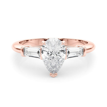 Salma Pear Three Stone Engagement Ring In 14k White Gold