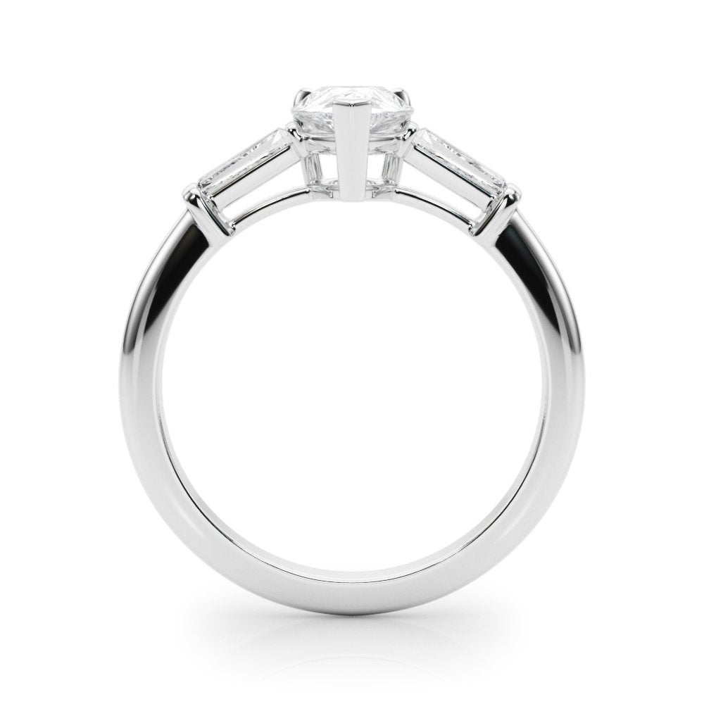 Salma Pear Three Stone Engagement Ring In 14k White Gold