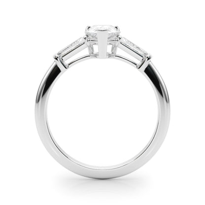 Salma Pear Three Stone Engagement Ring In 14k White Gold