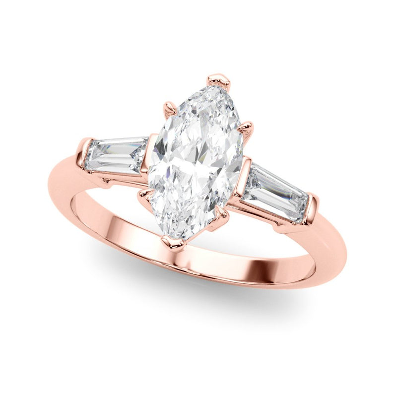 Simone Marquise Three Stone Engagement Ring