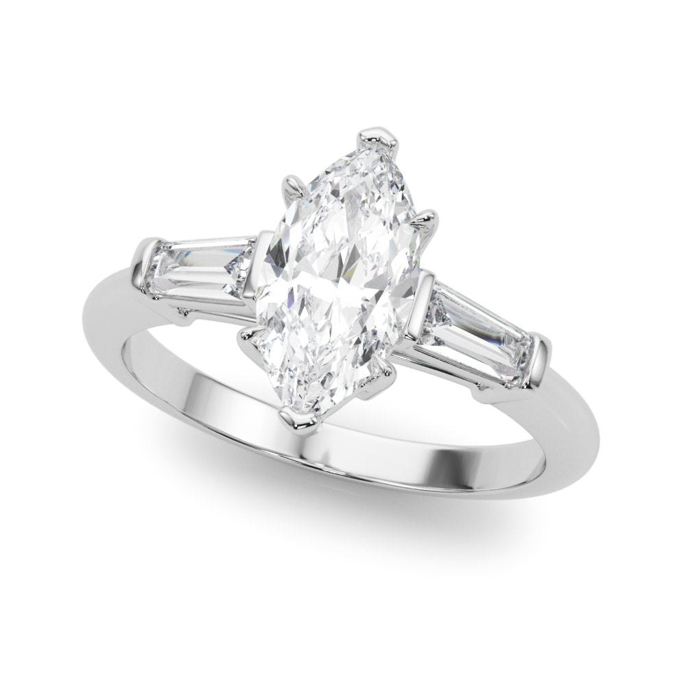 Simone Princess-cut Three Stone Engagement Ring In 14k White Gold