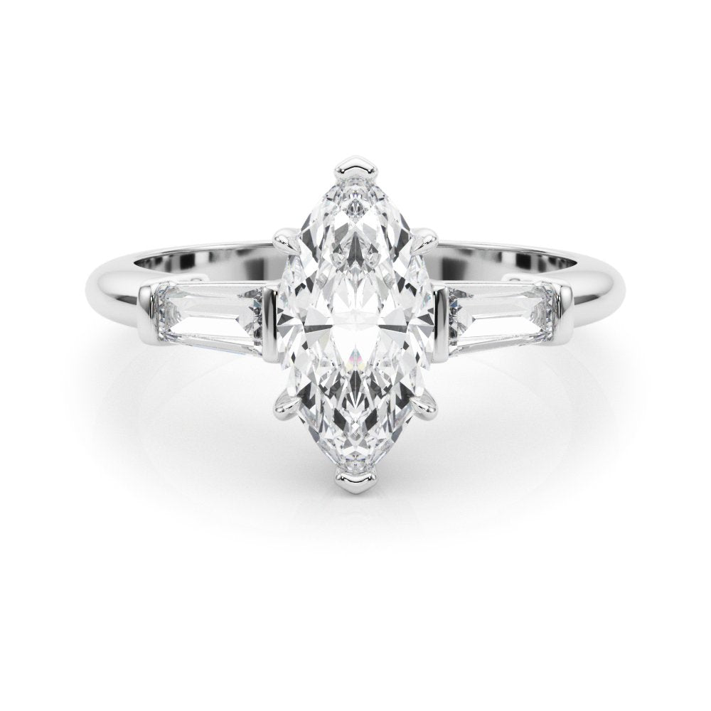 Simone Princess-cut Three Stone Engagement Ring In 14k White Gold