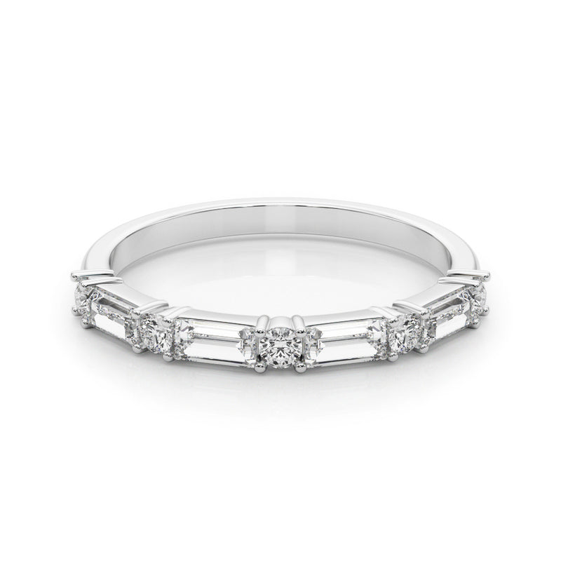 Sylvie Round And Sapphire Accent Wedding Band