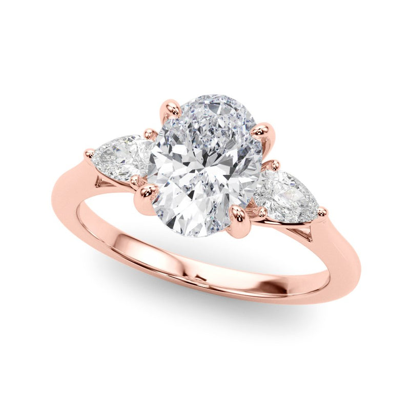 Magda Oval Three Stone Engagement Ring