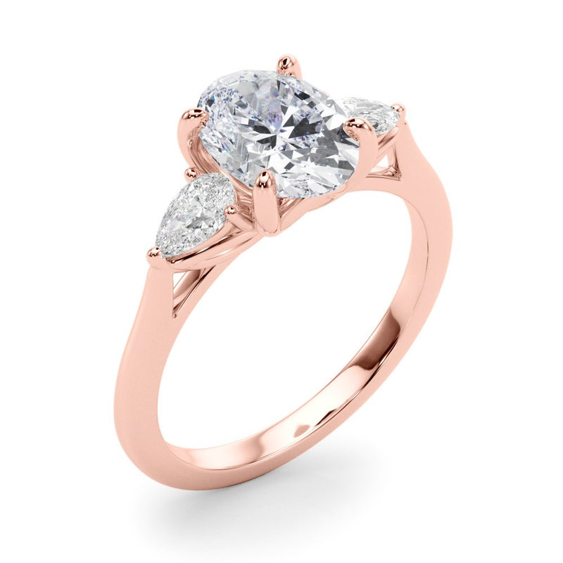 Magda Oval Three Stone Engagement Ring