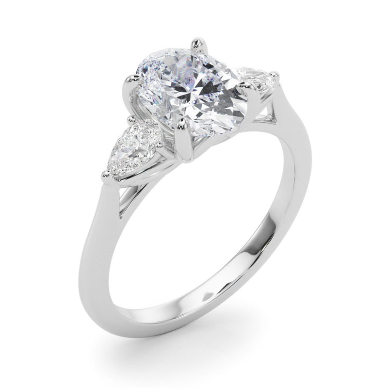 Magda Oval Three Stone Engagement Ring