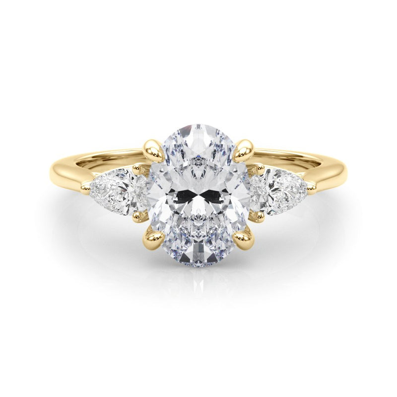 Magda Oval Three Stone Engagement Ring