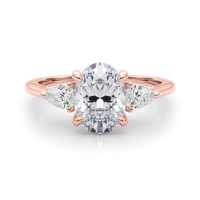 Magda Oval Three Stone Engagement Ring