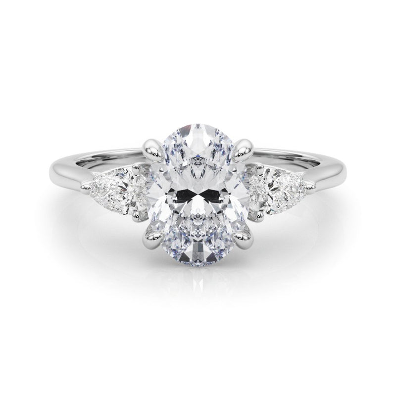 Magda Oval Three Stone Engagement Ring