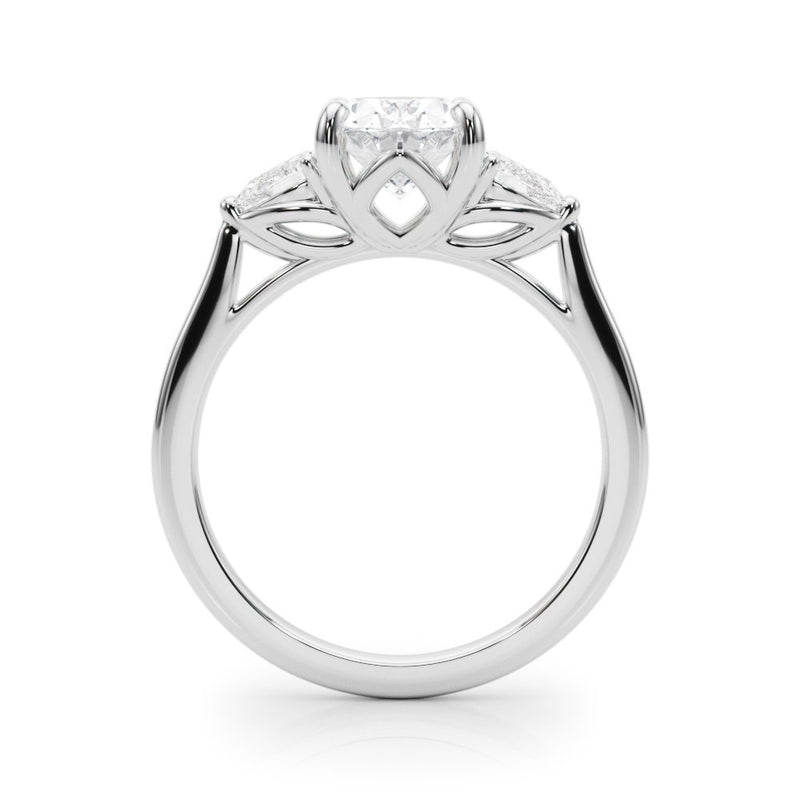 Magda Oval Three Stone Engagement Ring
