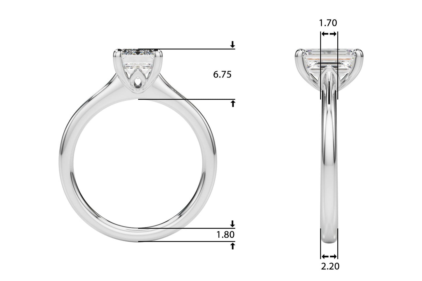 Lia Emerald Cut Solitaire Engagement Ring
