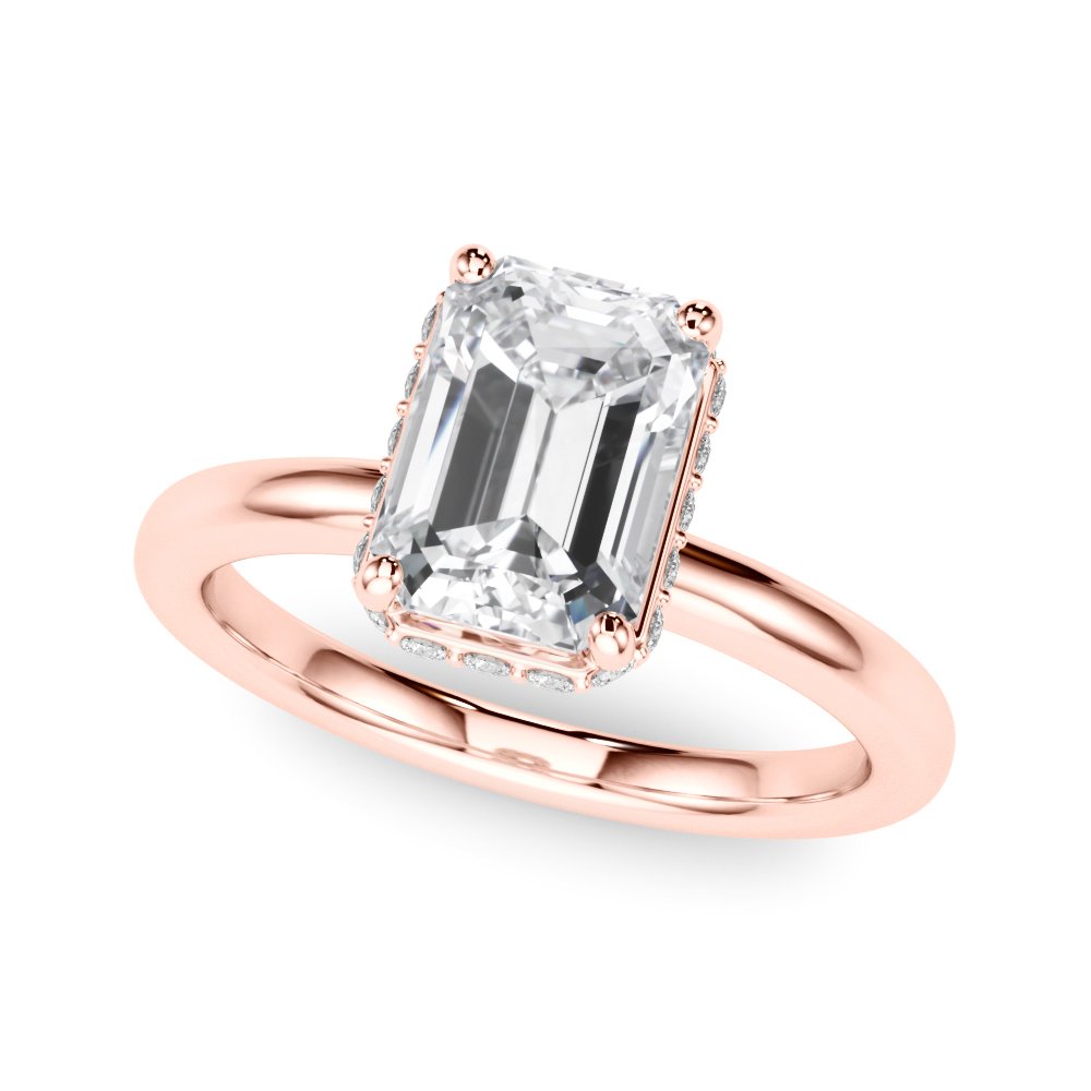 Grace Emerald Cut Hidden Halo Engagement Ring
