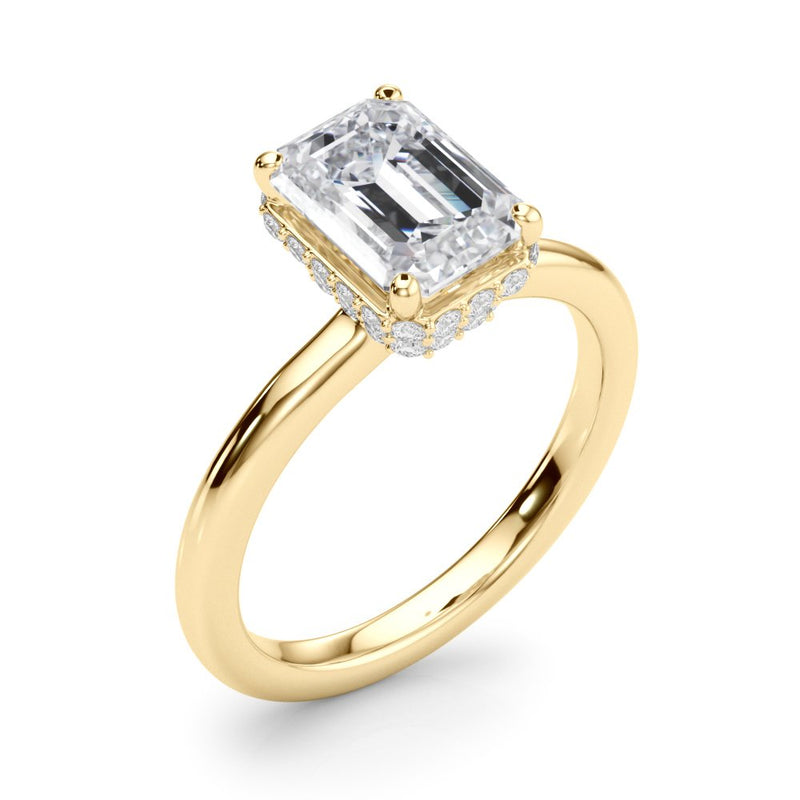 Grace Emerald Cut Hidden Halo Engagement Ring