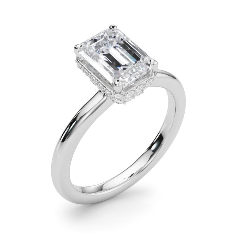 Grace Emerald Cut Hidden Halo Engagement Ring