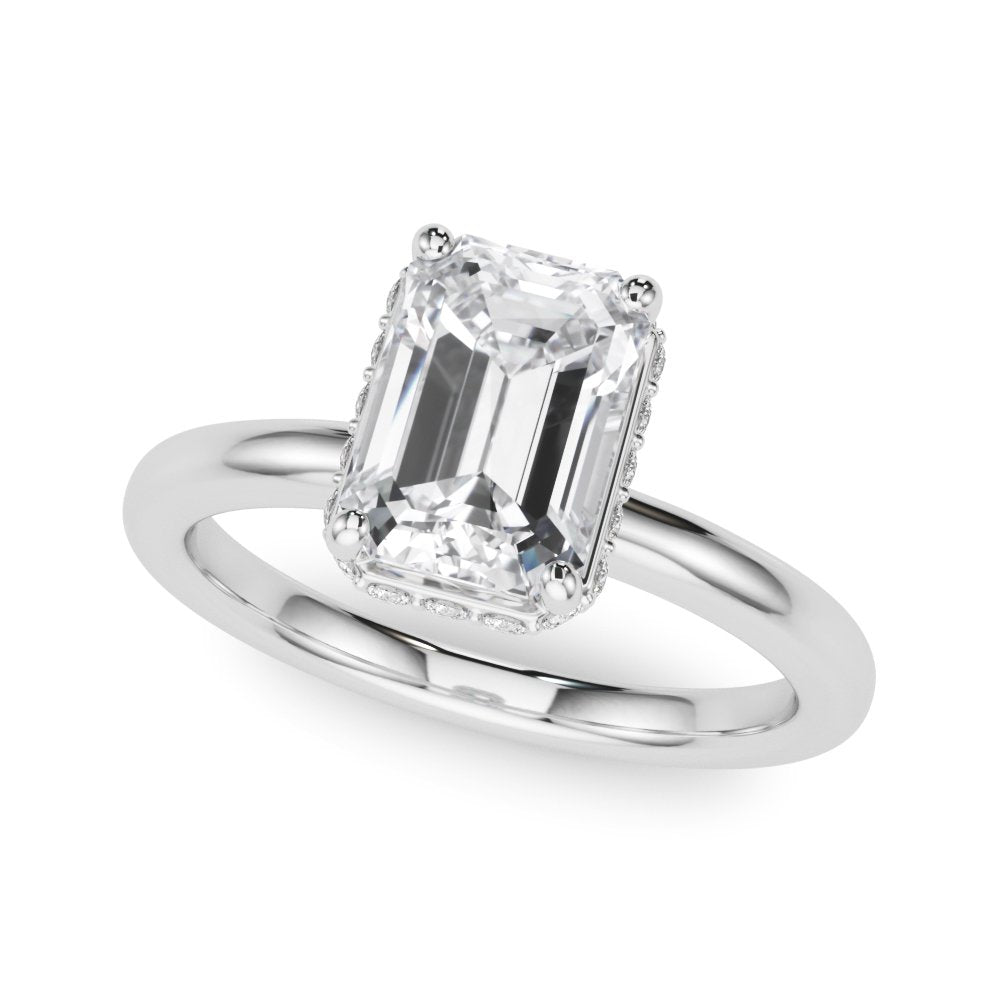Grace Emerald Cut Hidden Halo Engagement Ring