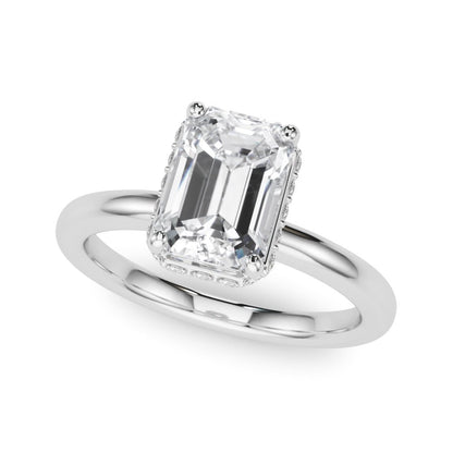 Grace Emerald Cut Hidden Halo Engagement Ring
