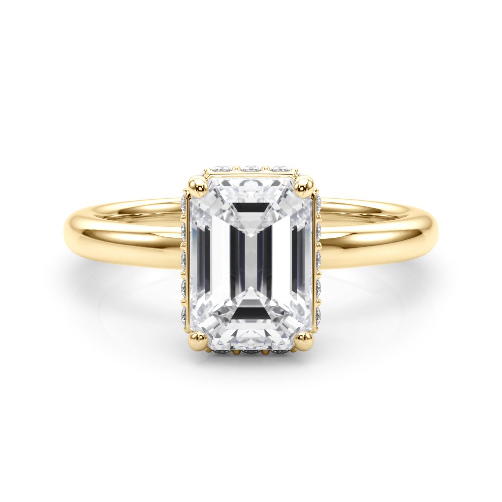 Grace Emerald Cut Hidden Halo Engagement Ring
