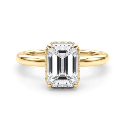 Grace Emerald Cut Hidden Halo Engagement Ring