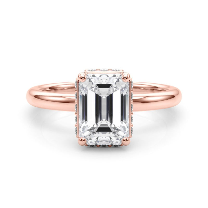 Grace Emerald Cut Hidden Halo Engagement Ring
