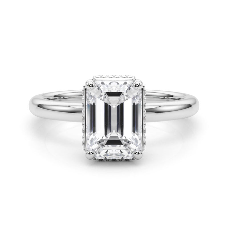Grace Emerald Cut Hidden Halo Engagement Ring