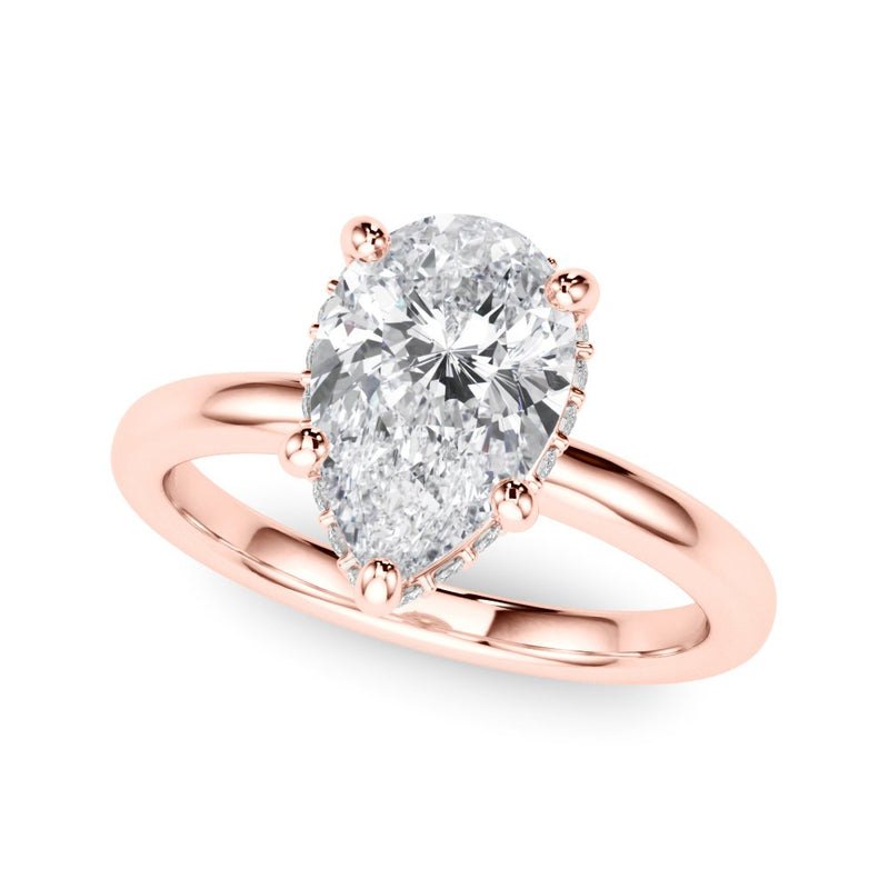 Marie Pear Hidden Halo Engagement Ring