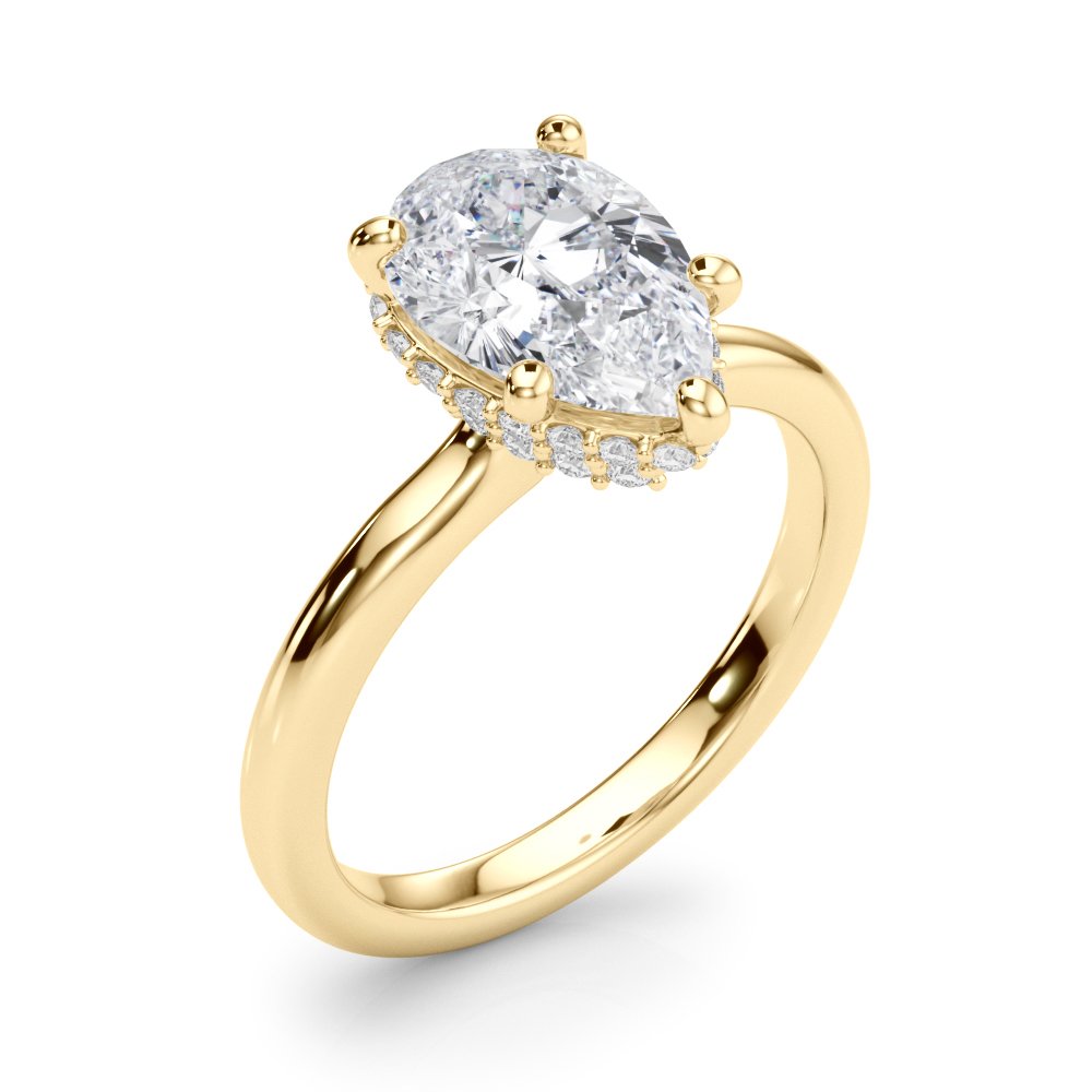 Marie Pear Hidden Halo Engagement Ring