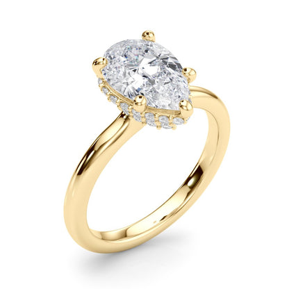 Marie Pear Hidden Halo Engagement Ring