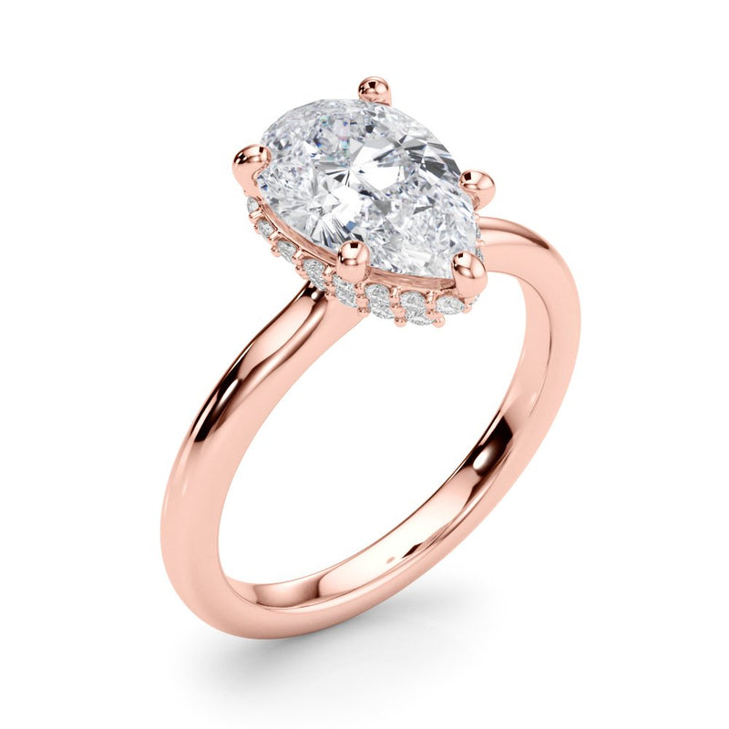 Marie Pear Hidden Halo Engagement Ring