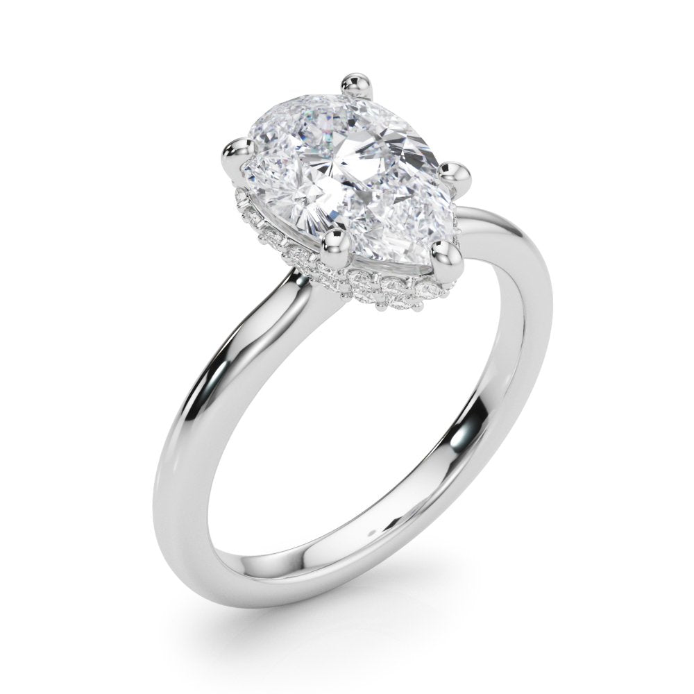 Marie Pear Hidden Halo Engagement Ring