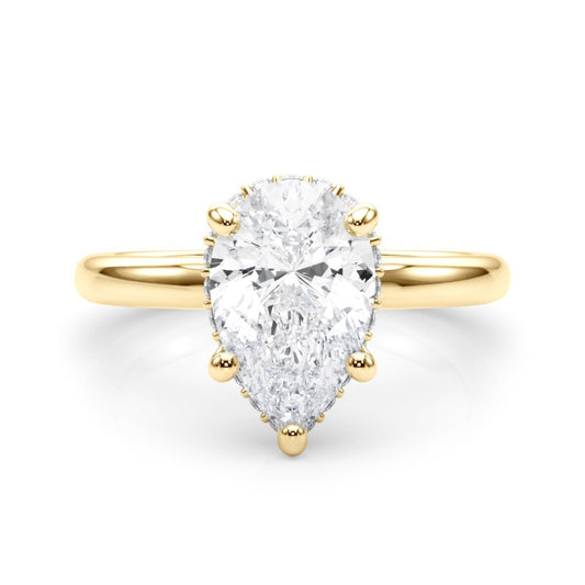 Marie Pear Hidden Halo Engagement Ring