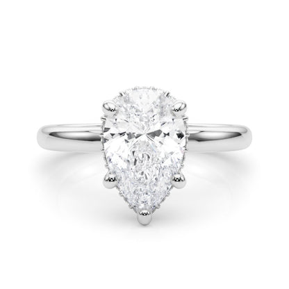 Marie Pear Hidden Halo Engagement Ring