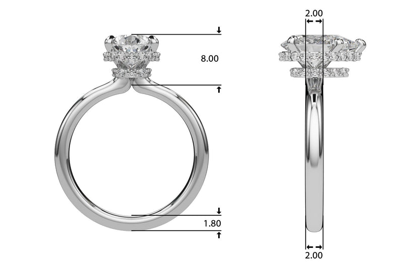 Marie Pear Hidden Halo Engagement Ring