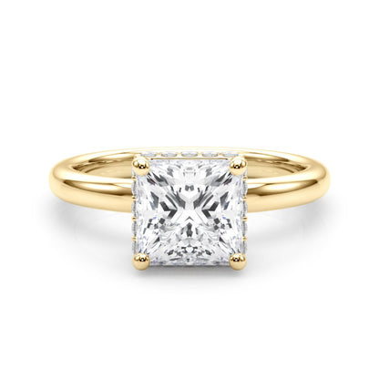Julia Princess Cut Diamond Band Hidden Halo Engagement Ring