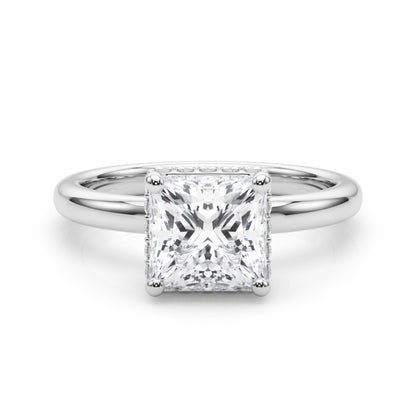 Julia Princess Cut Diamond Band Hidden Halo Engagement Ring