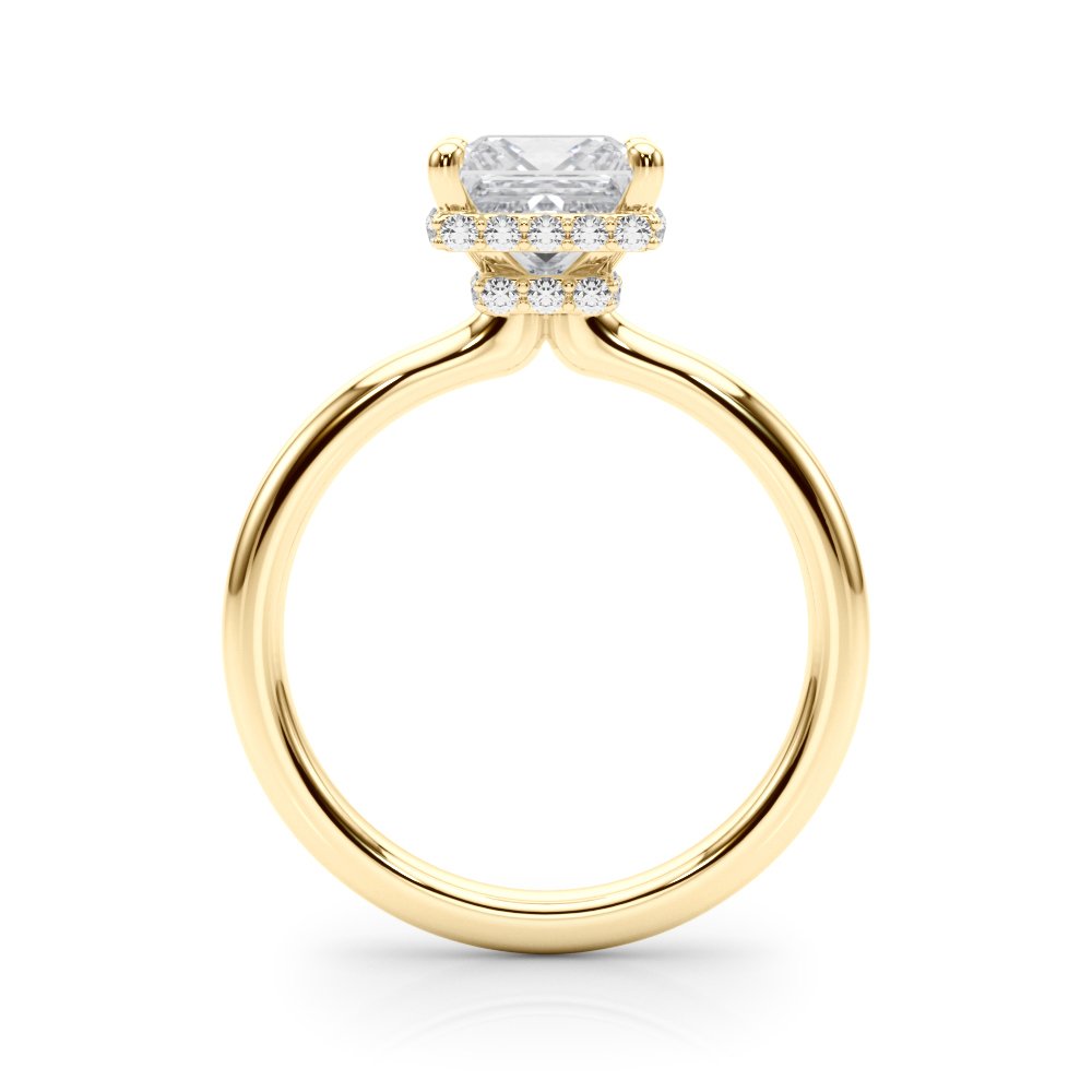 Julia Princess Cut Diamond Band Hidden Halo Engagement Ring