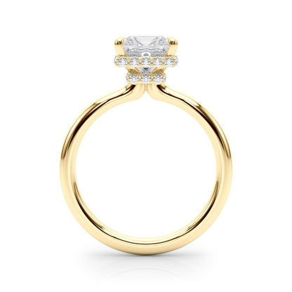 Julia Princess Cut Diamond Band Hidden Halo Engagement Ring