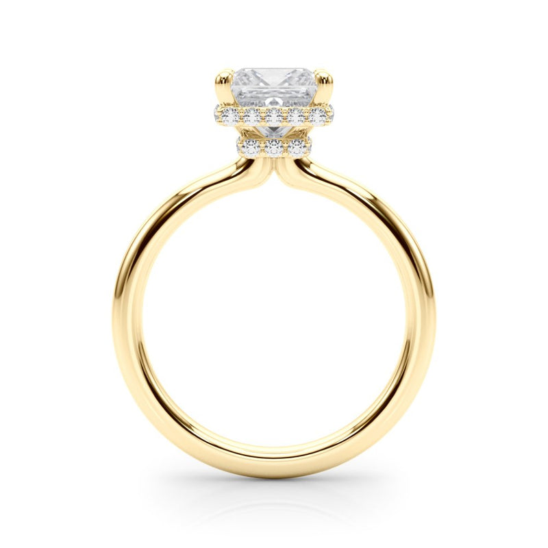 Julia Princess Cut Diamond Band Hidden Halo Engagement Ring