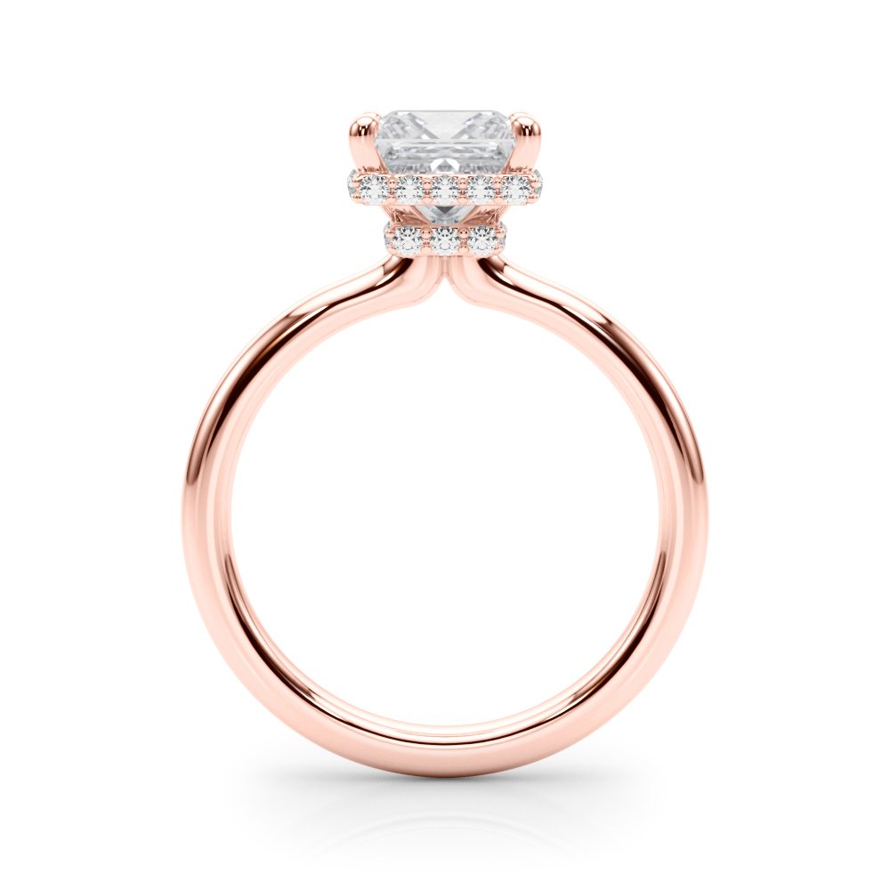 Julia Princess Cut Diamond Band Hidden Halo Engagement Ring