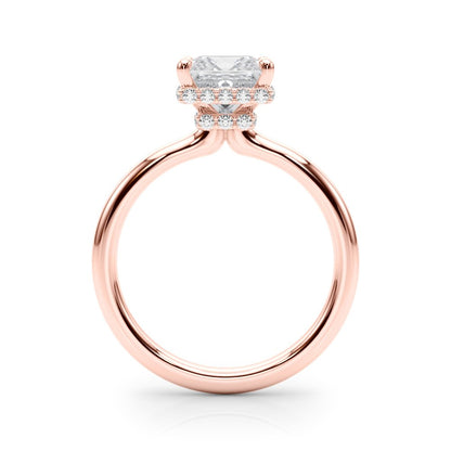 Julia Princess Cut Diamond Band Hidden Halo Engagement Ring