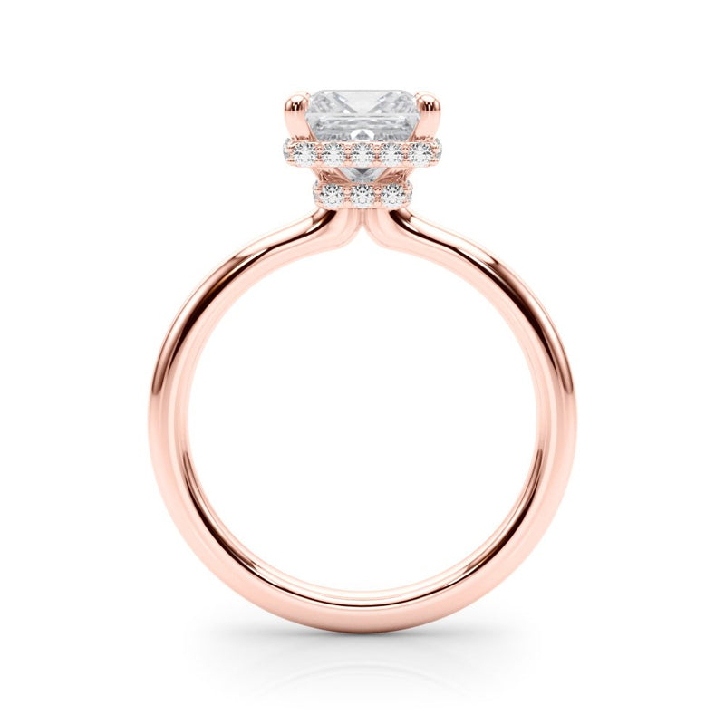 Julia Princess Cut Diamond Band Hidden Halo Engagement Ring