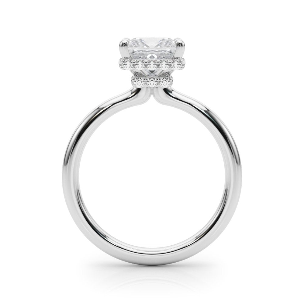 Julia Princess Cut Diamond Band Hidden Halo Engagement Ring