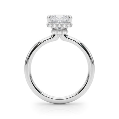 Julia Princess Cut Diamond Band Hidden Halo Engagement Ring