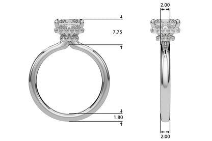 Julia Princess Cut Diamond Band Hidden Halo Engagement Ring