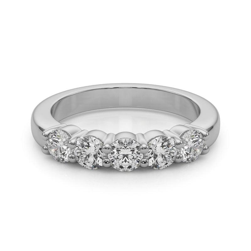 Therese Five Stone Shared Prong Half Eternity Band